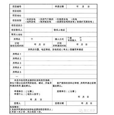 分布式電源并網驗收和并網調試申請表